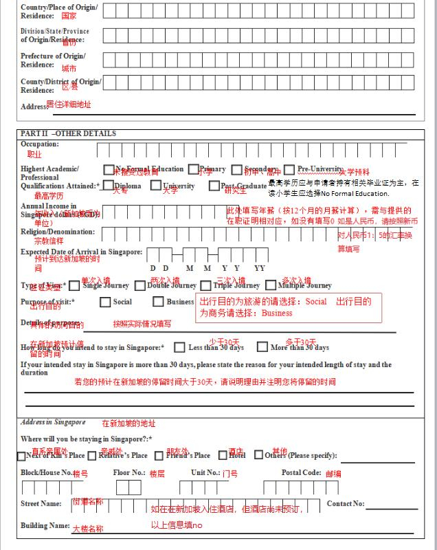 2021 Singapore Visa Application Form Filling Sample And Application 