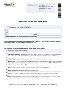 2022 2024 Form VisaHQ Cameroon Visitor Visa Application Fill Online