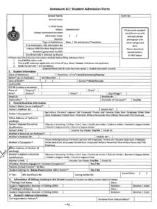Annexure A1 Student Admission Form Pdf Admission Forms 2023