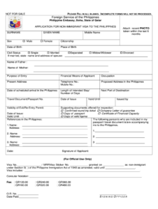 Application For Non Immigration Visa To The Philippines Fill And Sign