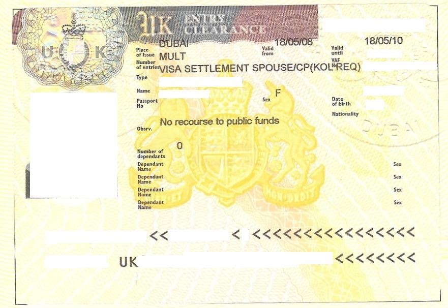 Application For UK Visa For Family Settlement Form VAF4A And