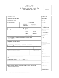 Application For Ukraine Entry And Transit Visa Fill And Sign