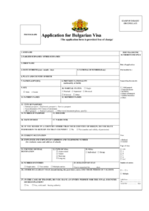Application Form For Bulgarian Visa Embassy Of Bulgaria Washington D