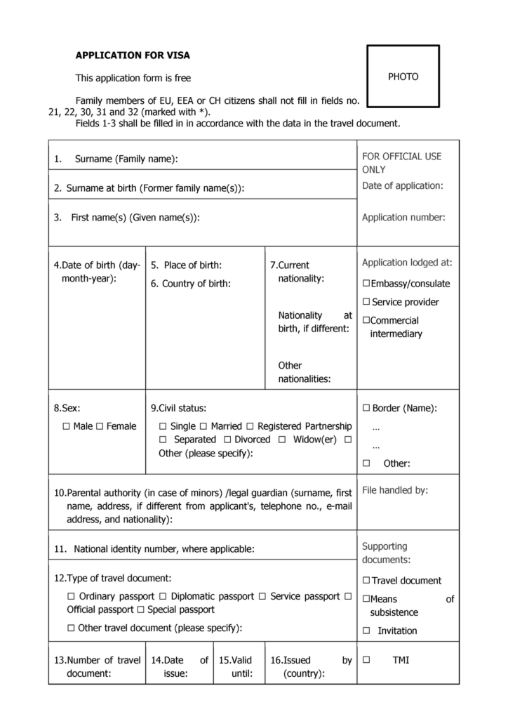 Application Form For Bulgarian Visa ENG APPLICATION FOR VISA This