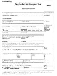 Austria Schengen Visa Form Fill Online Printable Fillable Blank