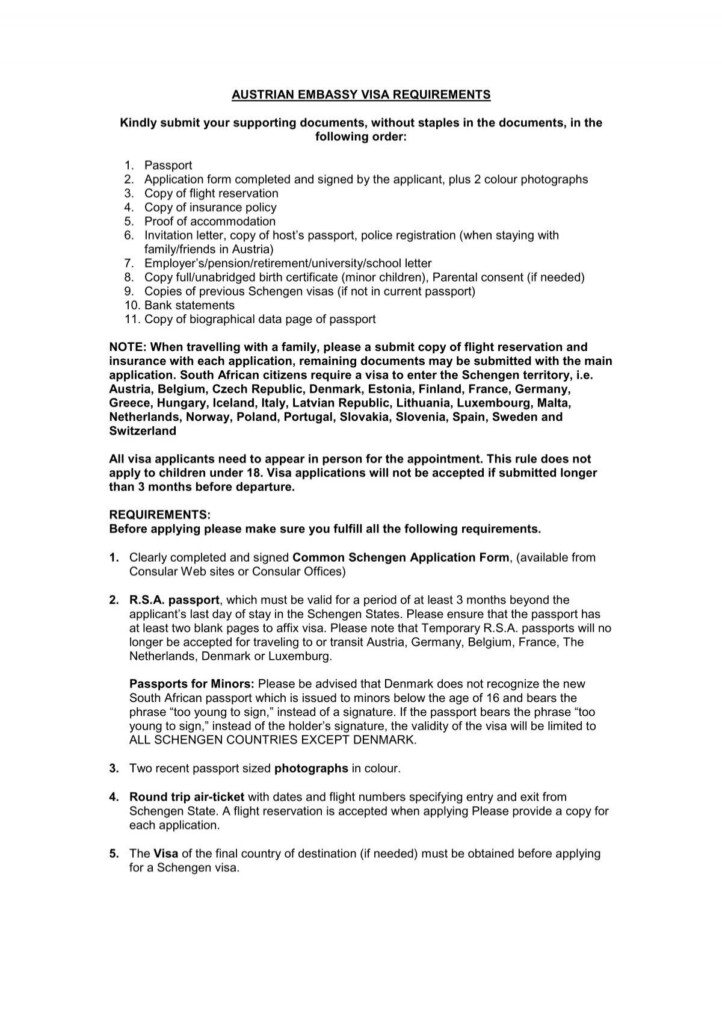 AUSTRIAN EMBASSY VISA REQUIREMENTS Kindly VFS Global