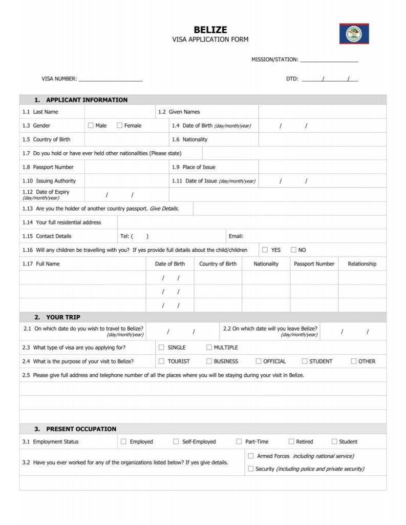 Belize Visa Application Form