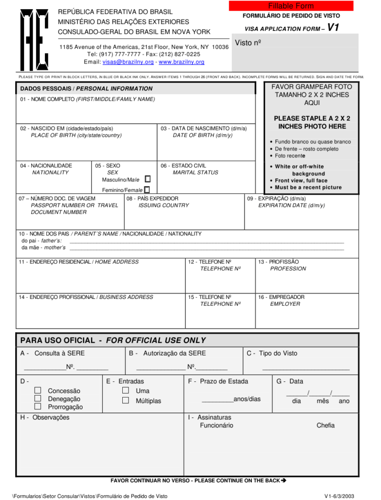 Brazil Visa Application Form 2024 Applicationforms