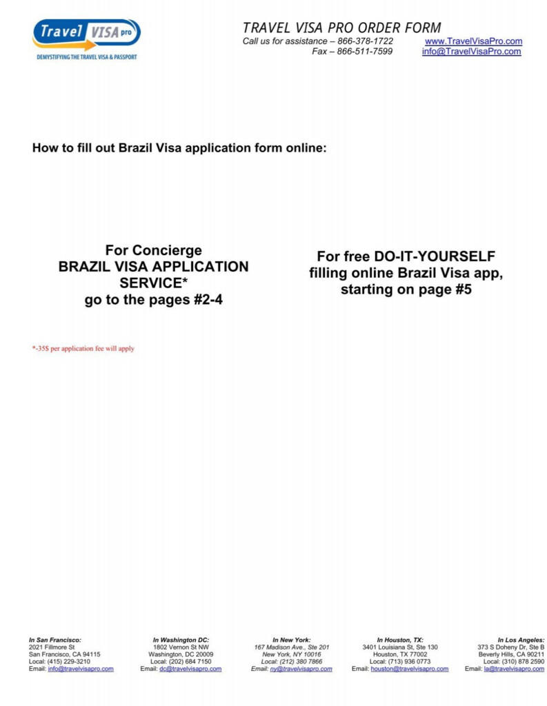 Brazil Visa Application Form Printable Printable Forms Free Online