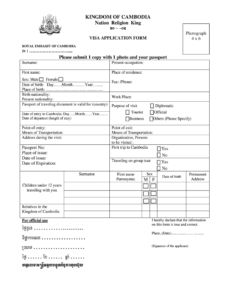 Cambodia Visa Application Fill And Sign Printable Template Online