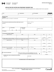 Canada Temporary Resident Visa Application Form Imm5257b 2023