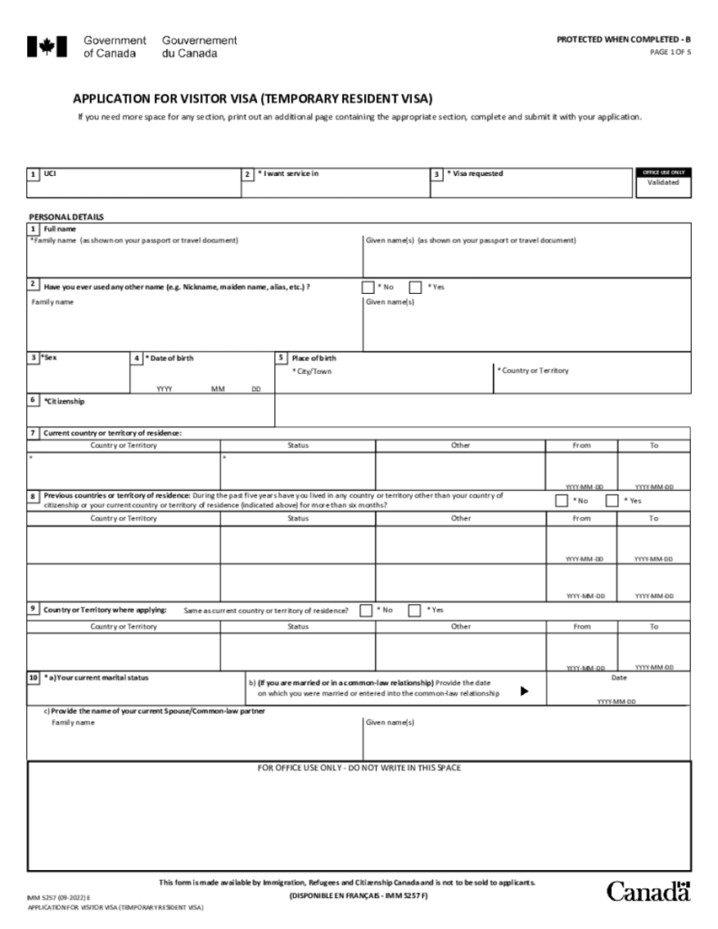 Canadian Visa Application Form Online Fill Online Printable 