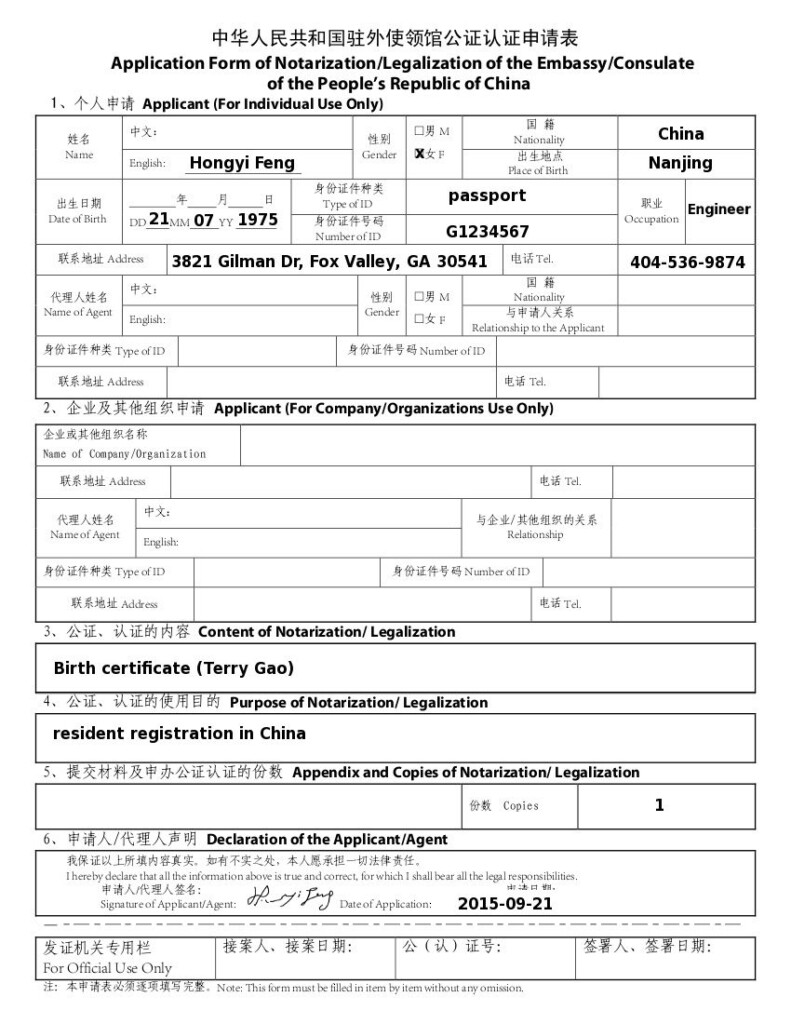 China Visa Form Fillable Printable Forms Free Online