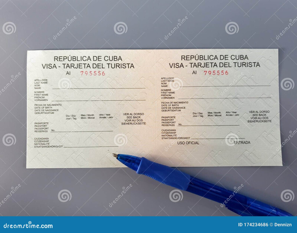 Cuba Visa Card Application Form With A Pencil Editorial Photo Image 