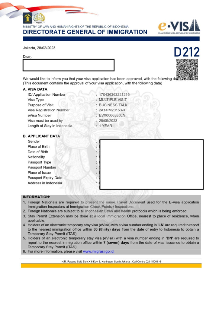D2 Multiple Entry Visa Jasa Eka Bali Indonesia