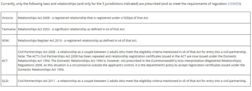 De Facto Relationship Australia Visa