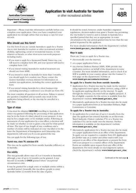 DOWNLOAD AUSTRALIAN VISA FORM 48R