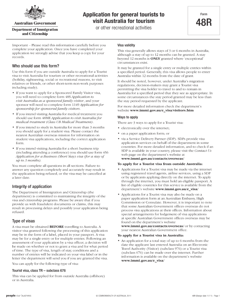 DOWNLOAD AUSTRALIAN VISA FORM 48R