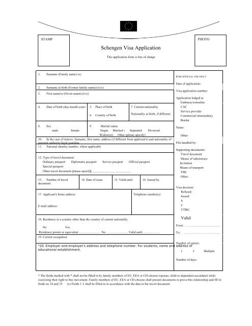 Download Schengen Visa Application Form 2023