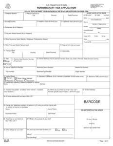 DS 156 NONIMMIGRANT VISA APPLICATION PDF Printable Form 2021