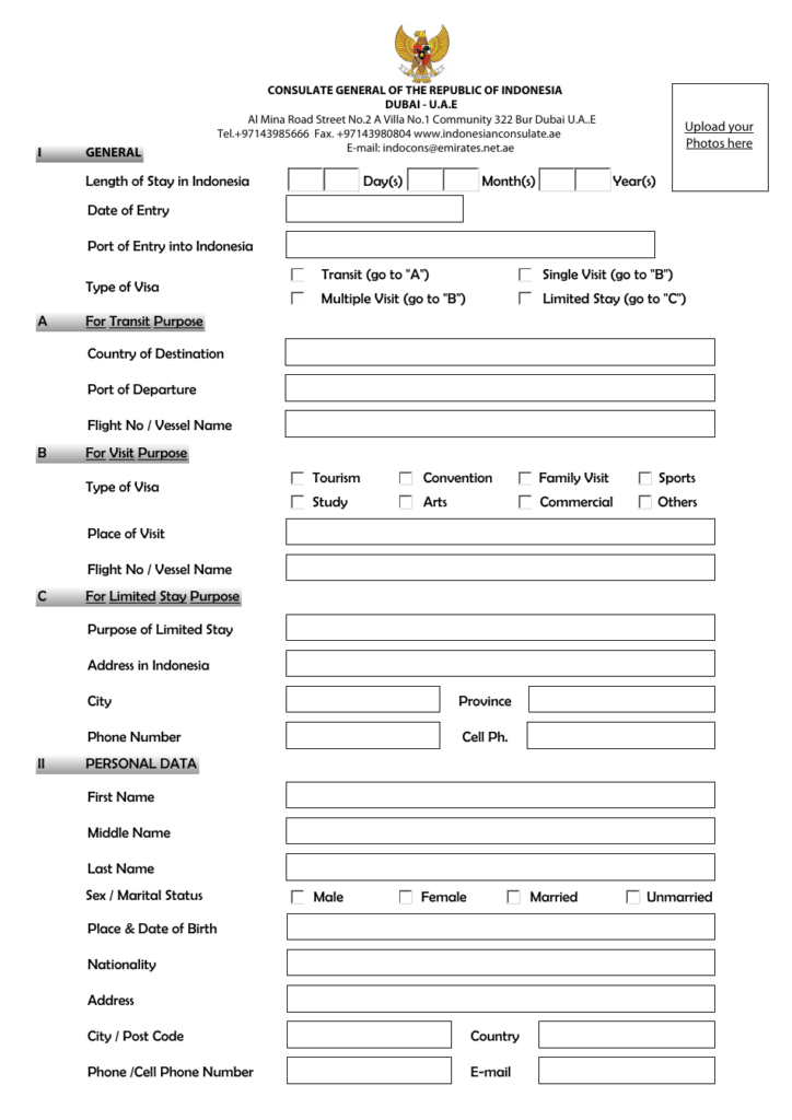 Dubai United Arab Emirates Indonesian Visa Application Form Consulate 