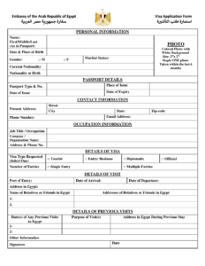 Egypt Visa Application Form Forms Docs 2023