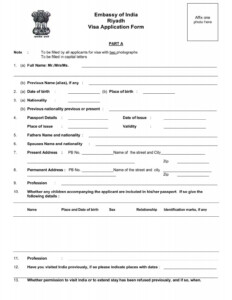 Embassy Of India Riyadh Visa Application Form