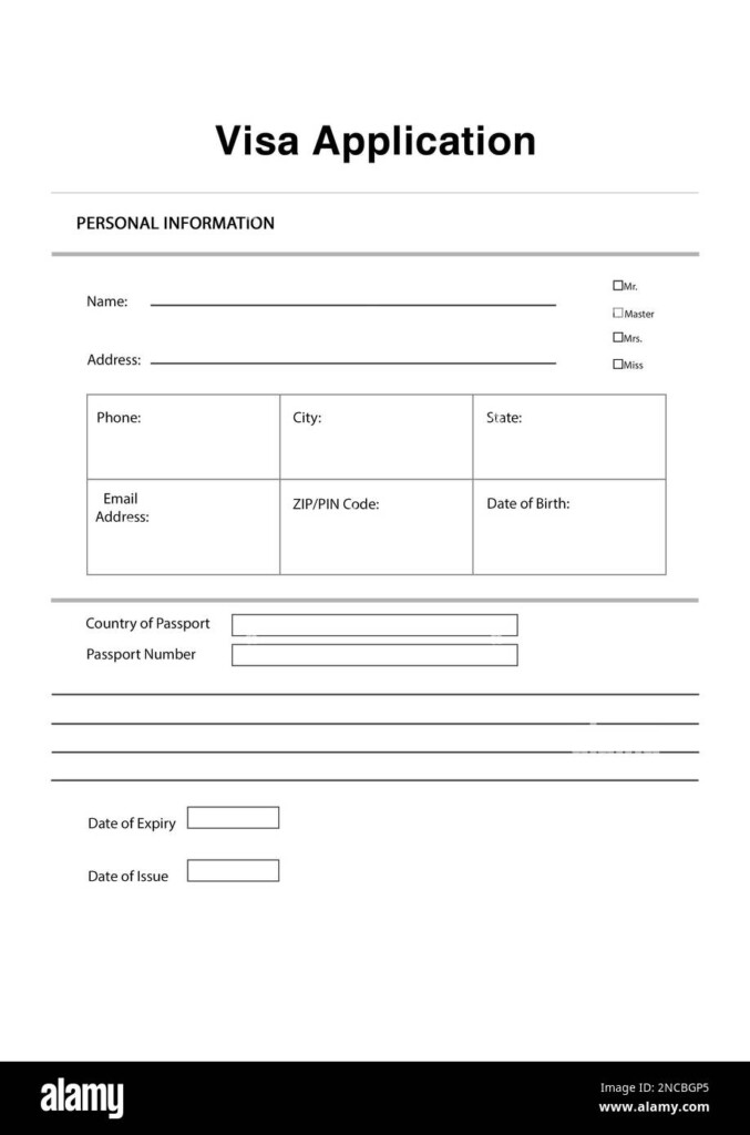 Empty Visa Application Form For Immigration Illustration Stock Photo 