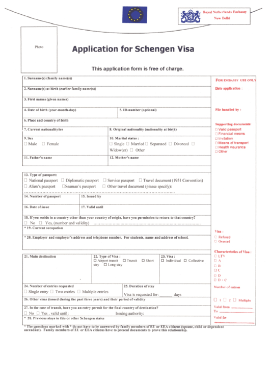 Fillable Application For Schengen Visa Form Printable Pdf Download