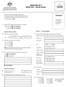 Fillable Form 1419 Application For A Visitor Visa PDFRun