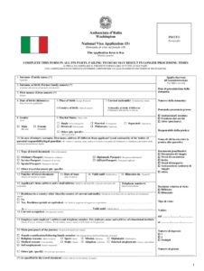 Fillable Online Application Form For National Visa D Ambasciata D