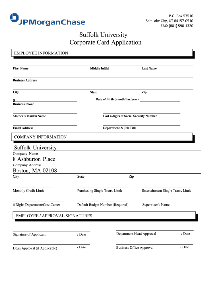 Fillable Online Corporate Card Application Fax Email Print PdfFiller