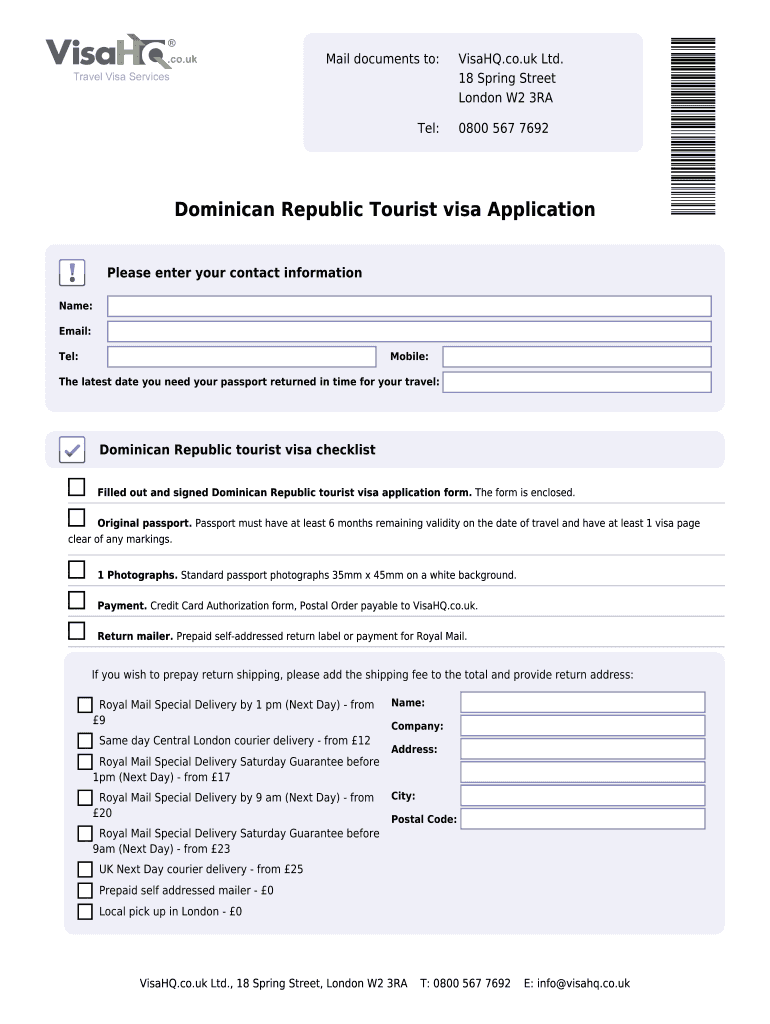 Fillable Online Dominican republic Visahq Co Dominican Republic Visa 