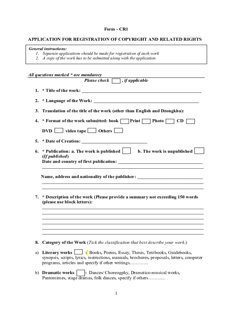 Fillable Online Form CR1 application docx Fax Email Print PdfFiller