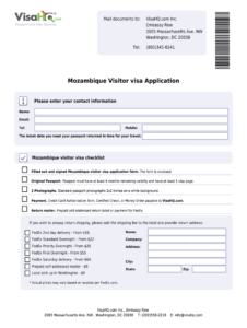 Fillable Online Mozambique Visa Application Form Requirements And