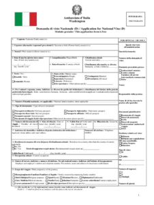 Fillable Online PDF Application Form For National Visa D Ambasciata