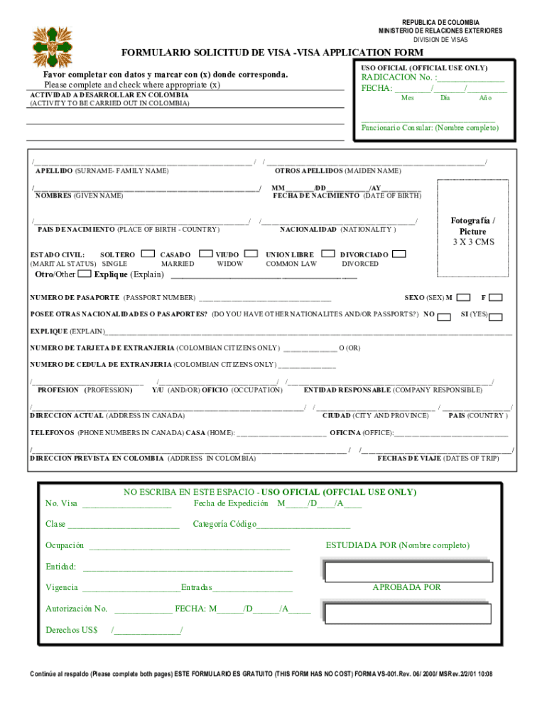 Fillable Online Your Visa Your Application U S Embassy In Colombia 