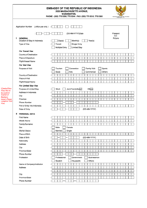 Fillable Visa Application Form Embassy Of The Republic Of Indonesia