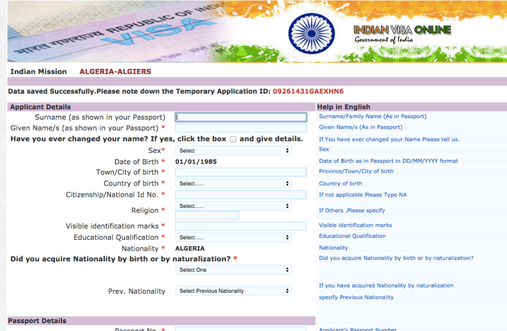 Filling Out Your Online Indian Visa Application Form