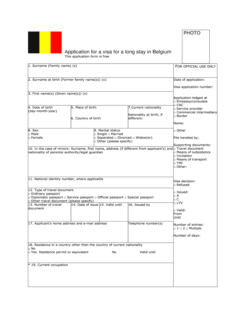 Filling Visa Belgium Form Fill Online Printable Fillable Blank 