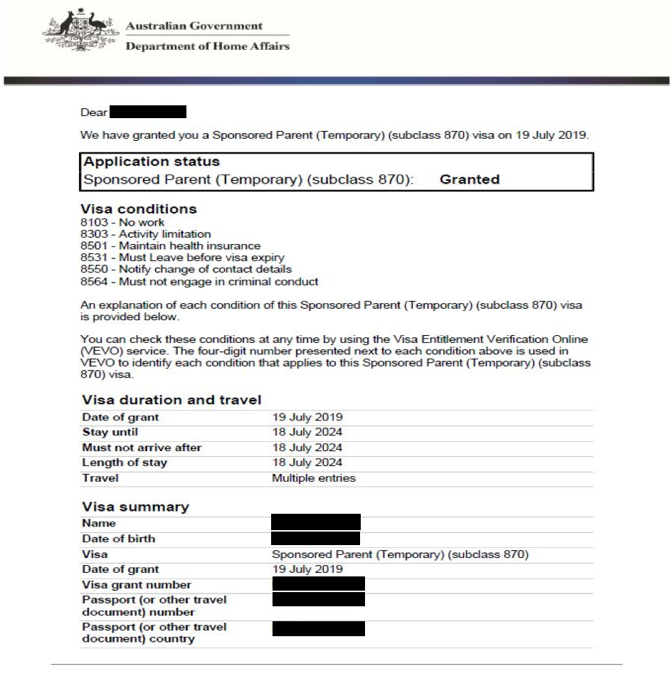 First Wave Of Sponsored Parent Temporary subclass 870 Visa 