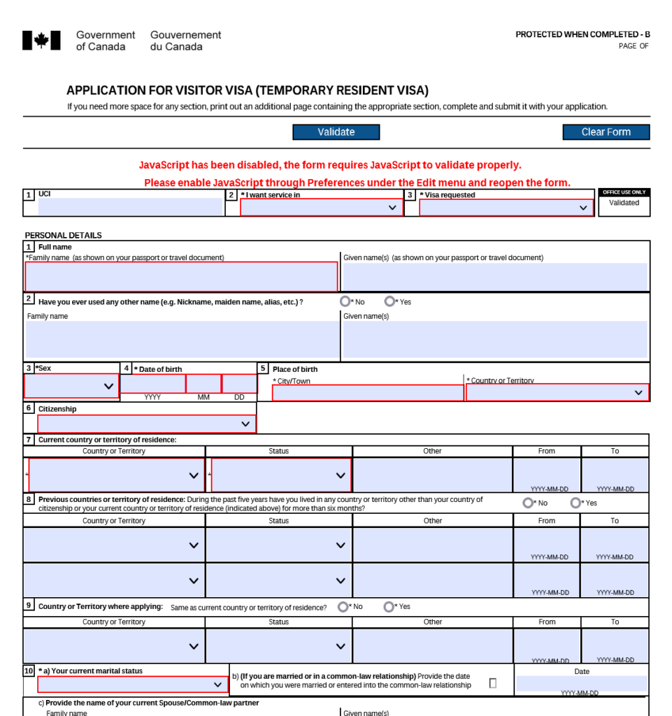 Form IMM 5257 Application For Temporary Resident Visa Forms Docs 