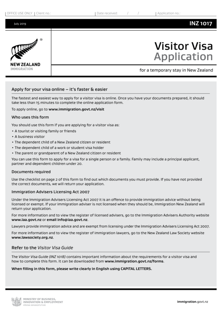 Form INZ1017 Fill Out Sign Online And Download Printable PDF New 