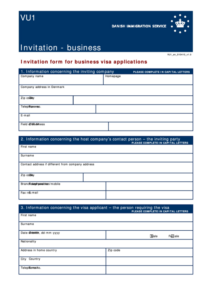 Form Vu1 Invitation Form For Business Visa Applications Printable Pdf