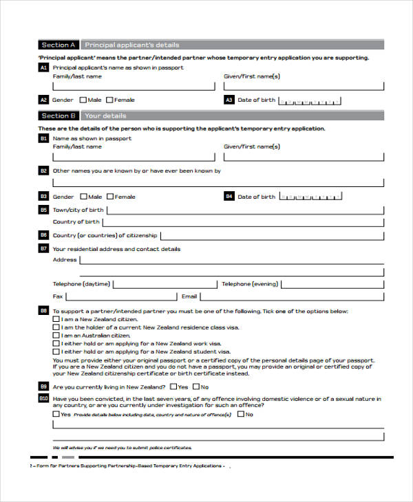 FREE 13 Sample Partnership Application Forms In PDF MS Word