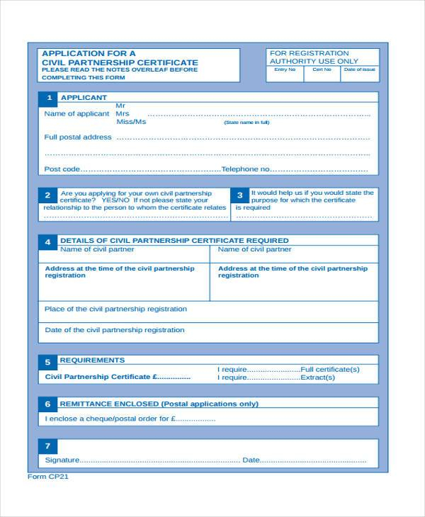 FREE 8 Sample Partnership Application Forms In PDF MS Word