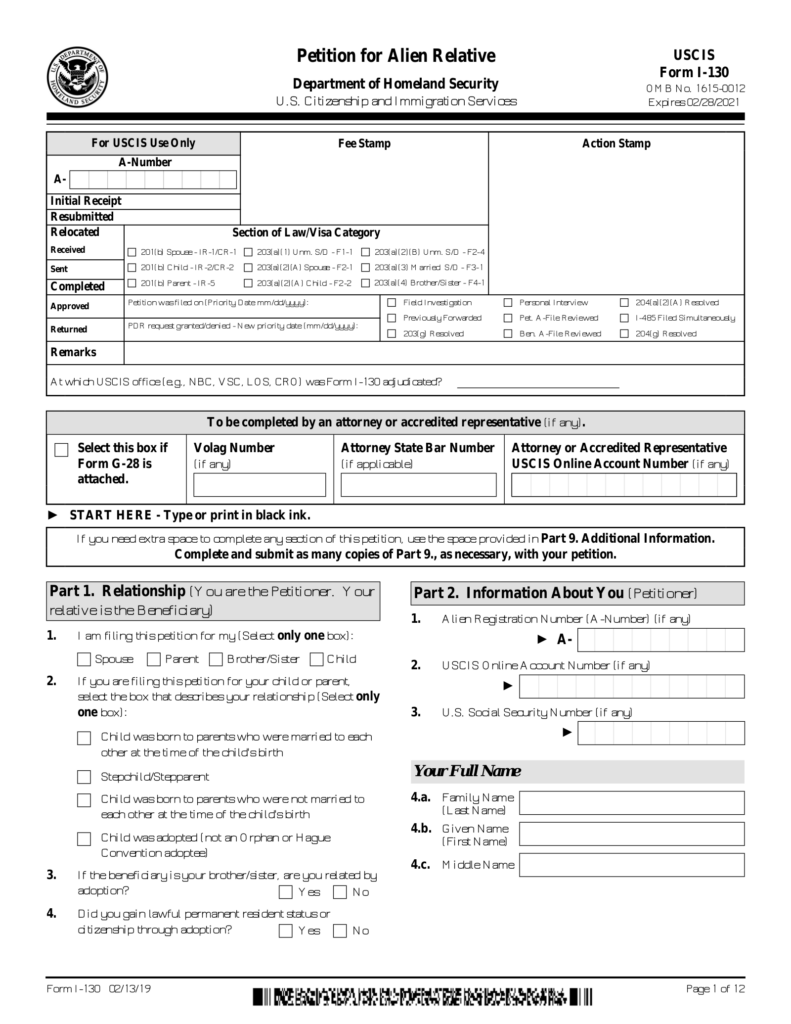 Free Family Based Green Card Forms PDF EForms