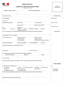 French Long Stay Visa Fill Online Printable Fillable Blank PdfFiller