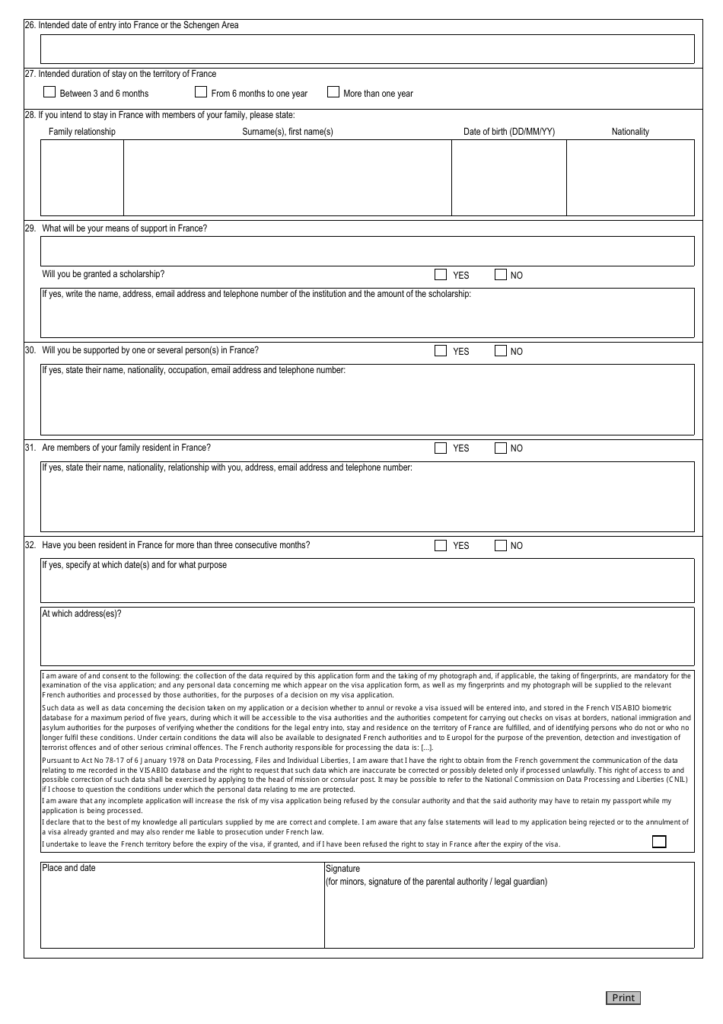 French Republic Long Stay Visa Application Form Fill Out Sign Online 