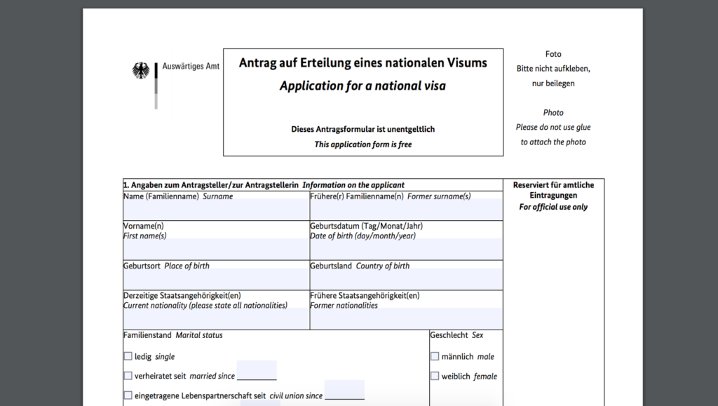 German Work Visa Application Form 2022 Applicationforms